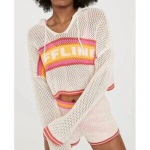 Offline by Aerie Crochet Sweater Size Medium Oversized Crop Open Knit